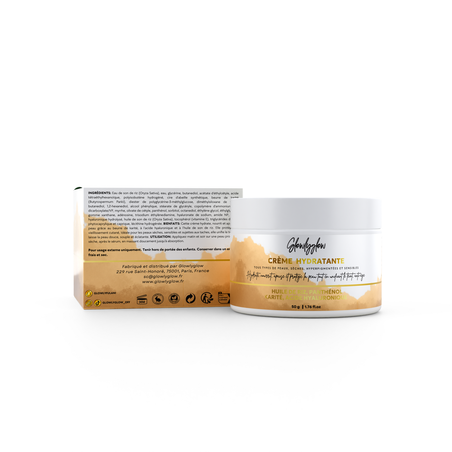 Crème Visage Ebony riz collagène