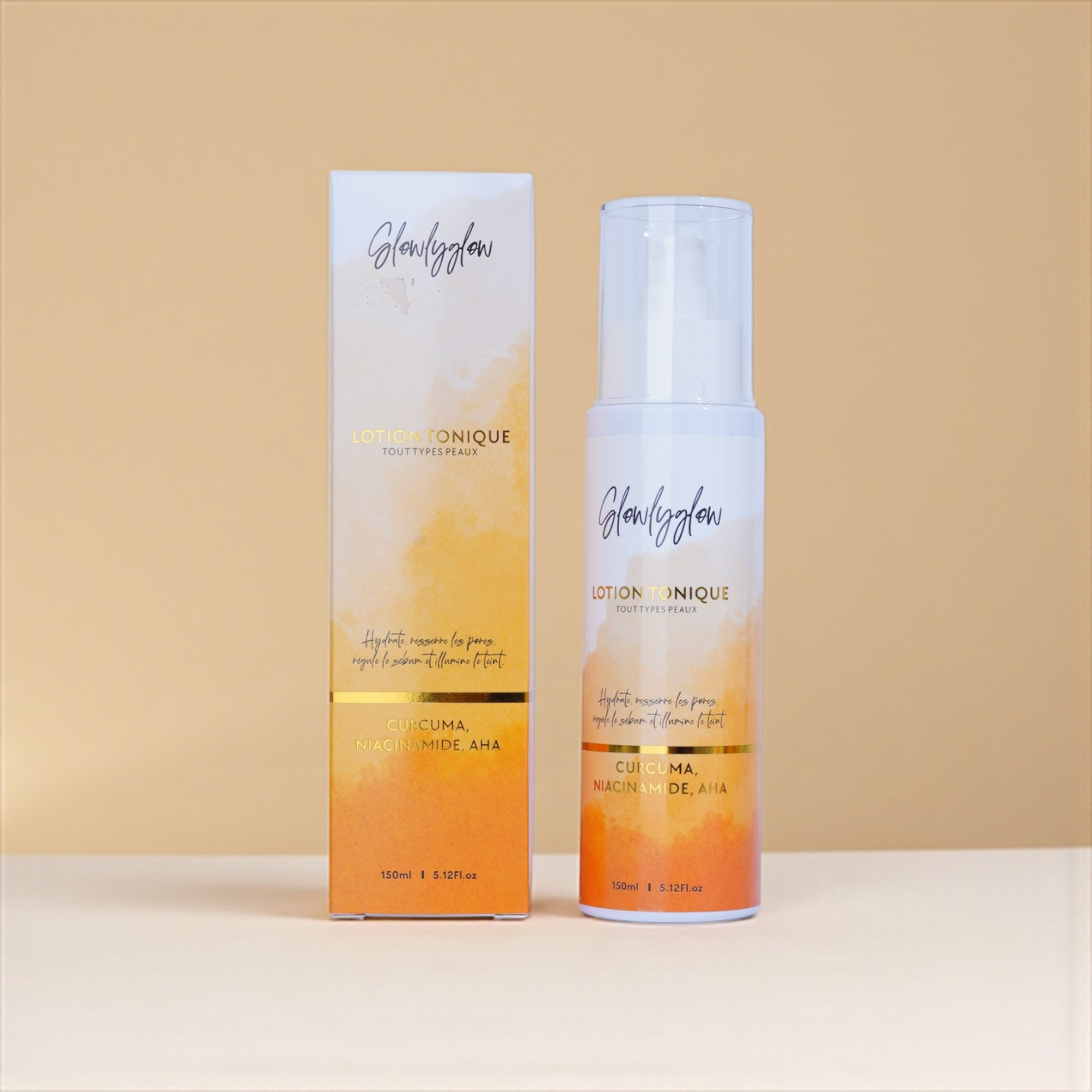 Lotion Tonique au Curcuma, Niacinamide & Acides de Fruits | Tâches atténuées & Peau lumineuse | Gamme Glow