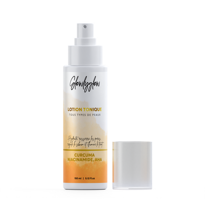 Lotion Tonique au Curcuma, Niacinamide &amp; Acides de Fruits | Tâches atténuées &amp; Peau lumineuse | Gamme Glow