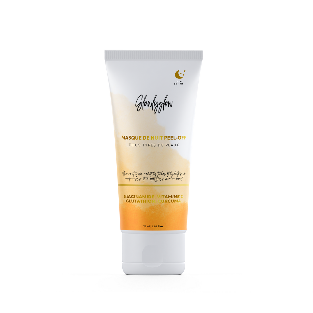 Masque Peel-Off | Curcuma, Niacinamide &amp; Glutathion | Purifiant, Éclat, Anti-Taches &amp; Resserre les Pores | Gamme Glow