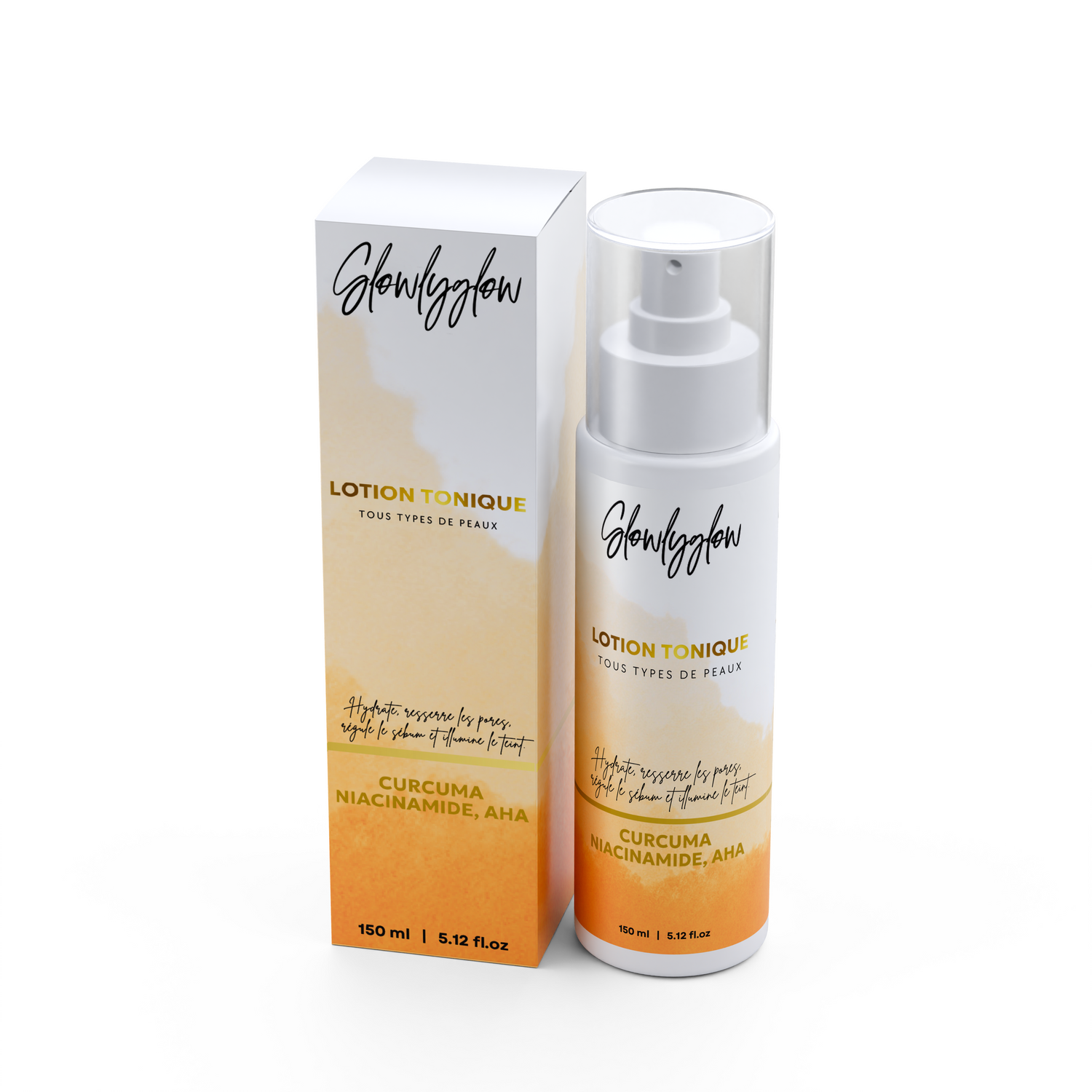 Lotion Tonique au Curcuma, Niacinamide &amp; Acides de Fruits | Tâches atténuées &amp; Peau lumineuse | Gamme Glow