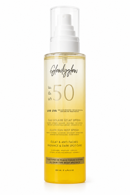 Glowlyglow — Eau Solaire Éclat SPF50+ Protection &amp; Éclat Anti-Taches, Visage &amp; Corps