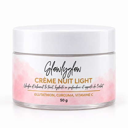 Crème Nuit Light GlowlyGlow au glutathion, curcuma et vitamine C – 50 g
